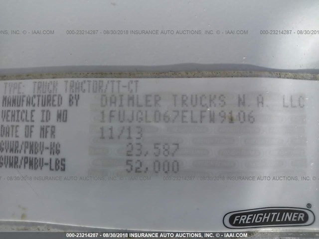 1FUJGLD67ELFW9106 - 2014 FREIGHTLINER CASCADIA 125  Unknown photo 10