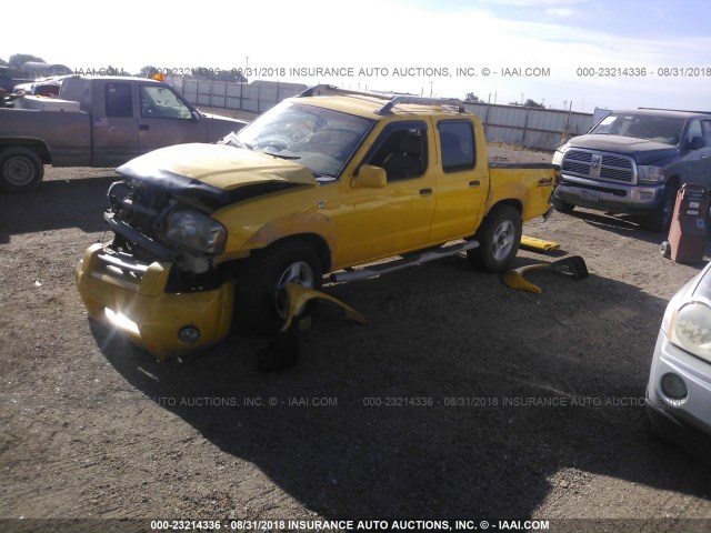 1N6ED27Y61C362543 - 2001 NISSAN FRONTIER CREW CAB XE/CREW CAB SE YELLOW photo 2