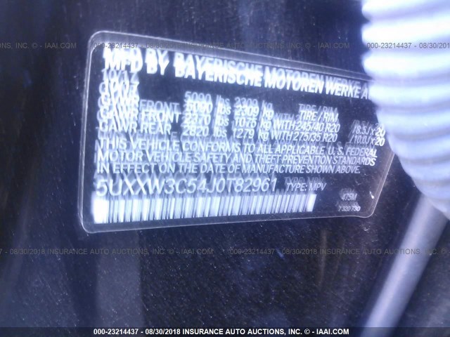 5UXXW3C54J0T82961 - 2018 BMW X4 XDRIVE28I Negro foto 9