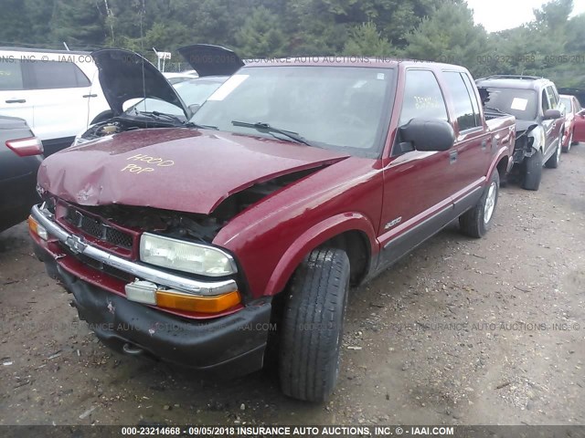 1GCDT13X74K134022 - 2004 CHEVROLET S TRUCK S10 MAROON photo 2