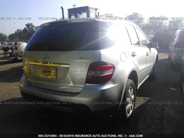 4JGBB86EX7A200467 - 2007 MERCEDES-BENZ ML 350 SILVER photo 4