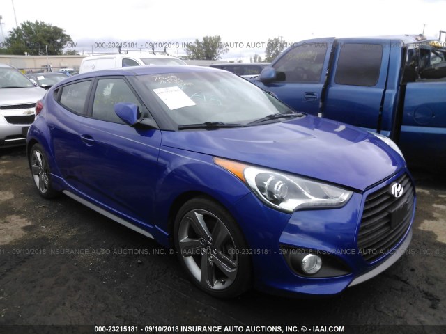 KMHTC6AE8DU147002 - 2013 HYUNDAI VELOSTER TURBO BLUE photo 1