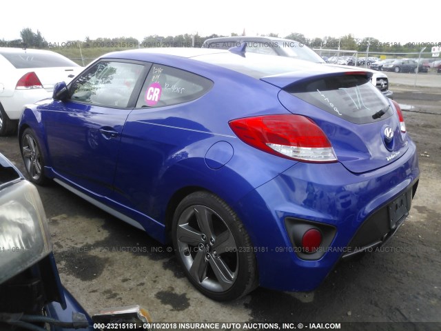 KMHTC6AE8DU147002 - 2013 HYUNDAI VELOSTER TURBO BLUE photo 3