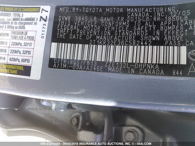 2T1KR32E36C582442 - 2006 TOYOTA COROLLA MATRIX XR 蓝色 照片 9