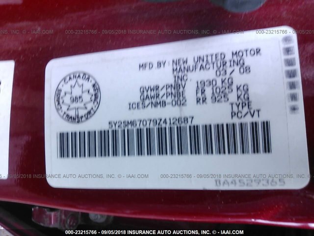 5Y2SM67079Z412687 - 2009 PONTIAC VIBE RED photo 9