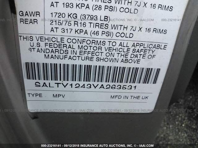 SALTY1243YA263531 - 2000 LAND ROVER DISCOVERY II  თაფლისფერი ფოტო 9