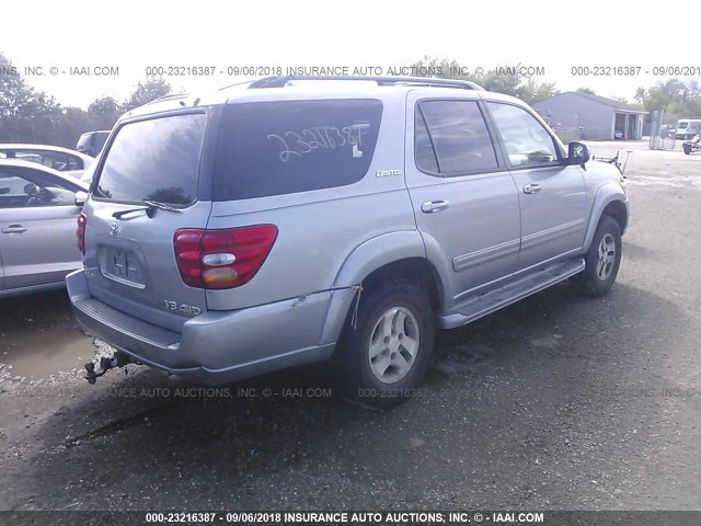 5TDBT48AX2S087121 - 2002 TOYOTA SEQUOIA LIMITED SILVER photo 4