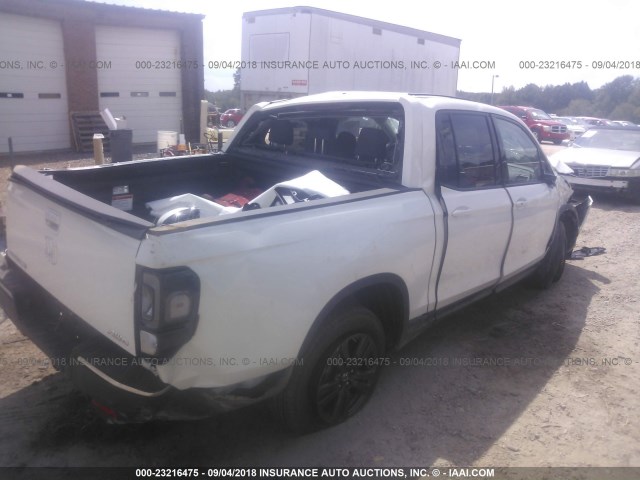 5FPYK3F1XKB006690 - 2019 HONDA RIDGELINE SPORT WHITE photo 4