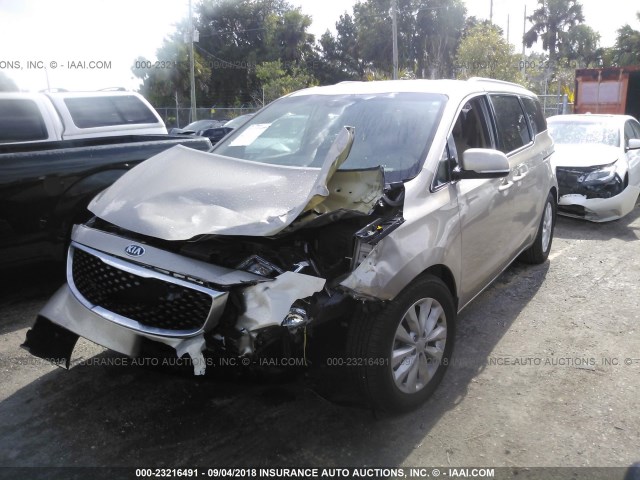 KNDMC5C14F6058306 - 2015 KIA SEDONA EX/SX GOLD photo 2