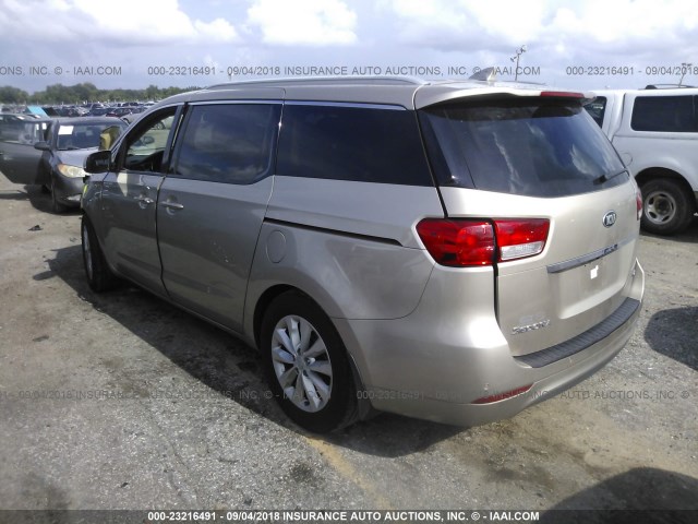 KNDMC5C14F6058306 - 2015 KIA SEDONA EX/SX GOLD photo 3