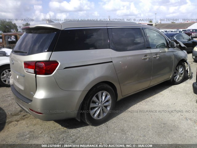 KNDMC5C14F6058306 - 2015 KIA SEDONA EX/SX GOLD photo 4