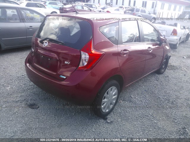 3N1CE2CP7FL381136 - 2015 NISSAN VERSA NOTE S/S PLUS/SV/SL/SR RED photo 4