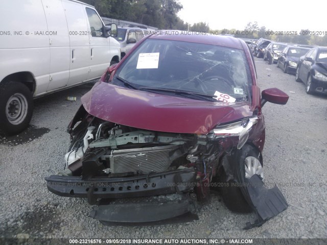 3N1CE2CP7FL381136 - 2015 NISSAN VERSA NOTE S/S PLUS/SV/SL/SR RED photo 6