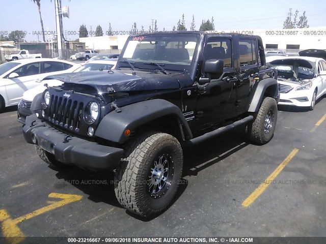 1C4BJWDGXFL683056 - 2015 JEEP WRANGLER UNLIMITE SPORT BLACK photo 2