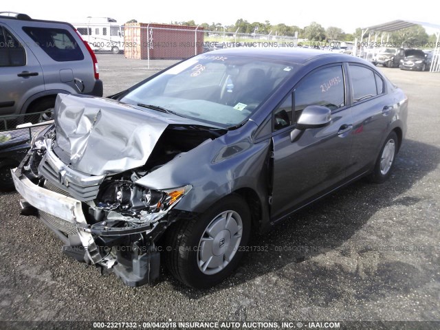 2HGFB2F60CH554376 - 2012 HONDA CIVIC HF GRAY photo 2