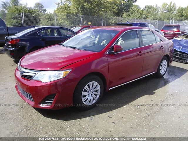 4T4BF1FK2ER371684 - 2014 TOYOTA CAMRY L/SE/LE/XLE RED photo 2