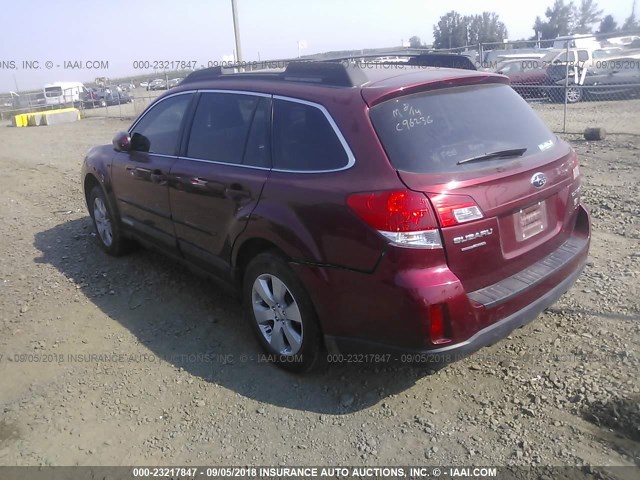 4S4BRCBC3C3242688 - 2012 SUBARU OUTBACK 2.5I PREMIUM RED photo 3