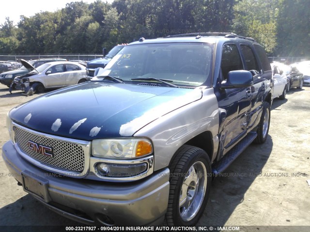 1GKEK63U35J201320 - 2005 GMC YUKON DENALI BLUE photo 2