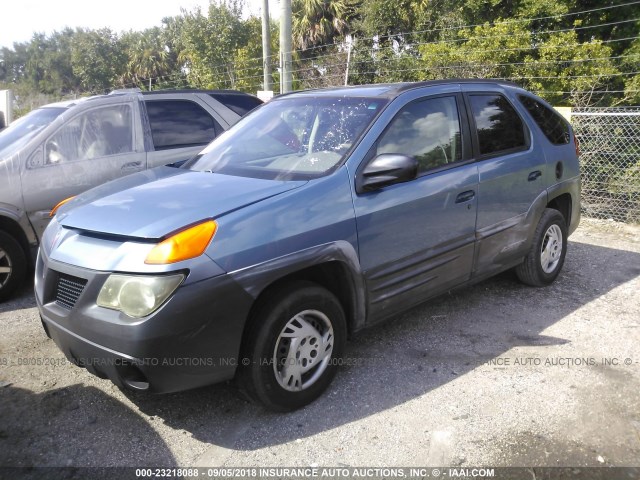 3G7DA03E21S523969 - 2001 PONTIAC AZTEK BLUE photo 2