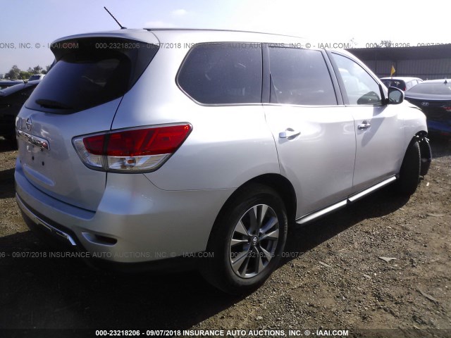 5N1AR2MN5EC671449 - 2014 NISSAN PATHFINDER S/SV/SL/PLATINUM SILVER photo 4
