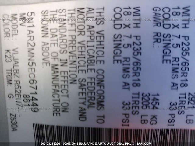 5N1AR2MN5EC671449 - 2014 NISSAN PATHFINDER S/SV/SL/PLATINUM SILVER photo 9