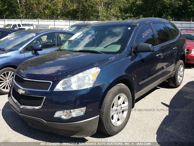 1GNKRFED4CJ171756 - 2012 CHEVROLET TRAVERSE LS BLUE photo 2