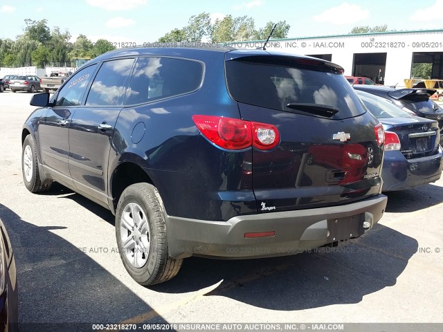 1GNKRFED4CJ171756 - 2012 CHEVROLET TRAVERSE LS BLUE photo 3