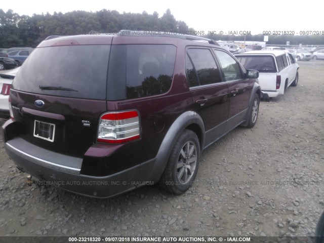 1FMDK05W38GA11923 - 2008 FORD TAURUS X SEL MAROON photo 4