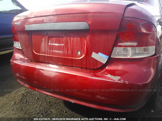 KL1TD52625B343654 - 2005 CHEVROLET AVEO LS RED photo 6