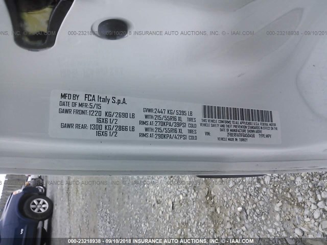 ZFBERFAT1F6A50456 - 2015 RAM PROMASTER CITY  WHITE photo 9