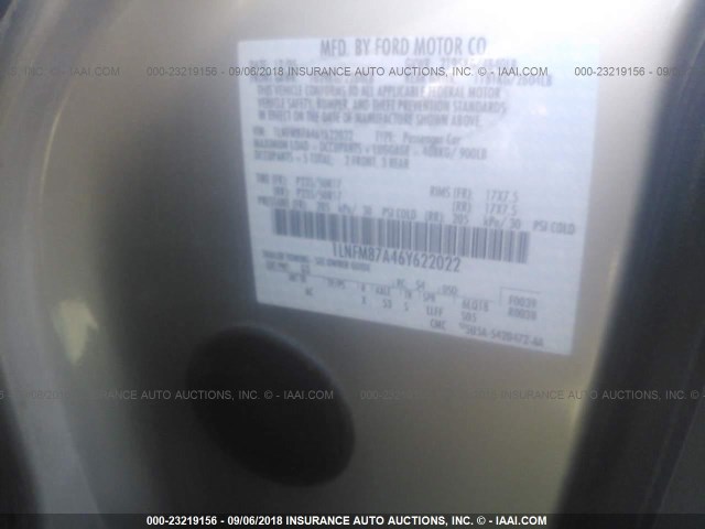 1LNFM87A46Y622022 - 2006 LINCOLN LS 金色 照片 9