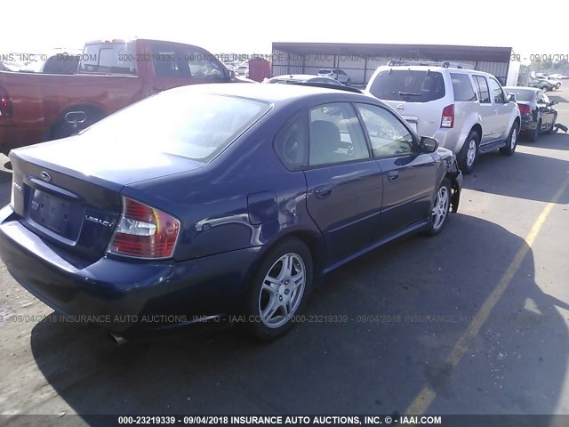 4S3BL616457223548 - 2005 SUBARU LEGACY 2.5I BLUE photo 4