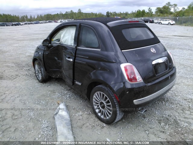 3C3CFFER2DT664934 - 2013 FIAT 500 LOUNGE BLACK photo 3