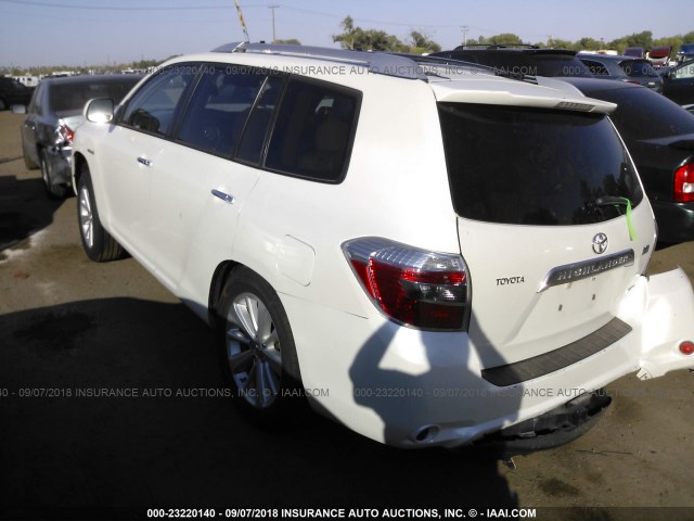 JTEEW44A482012937 - 2008 TOYOTA HIGHLANDER HYBRID LIMITED WHITE photo 3