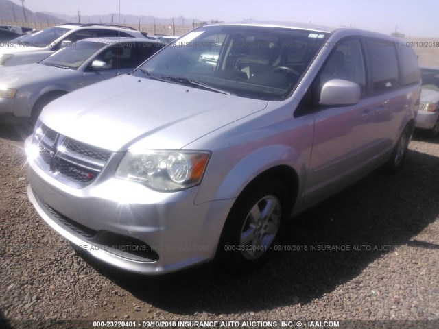 2C4RDGCG0CR304100 - 2012 DODGE GRAND CARAVAN SXT SILVER photo 2