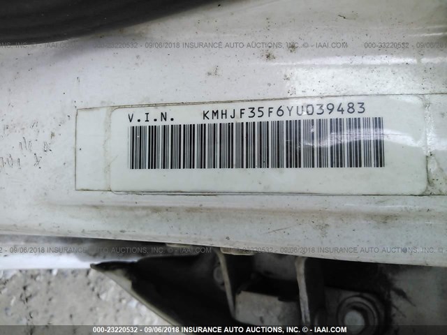 KMHJF35F6YU039483 - 2000 HYUNDAI ELANTRA GLS WHITE photo 9