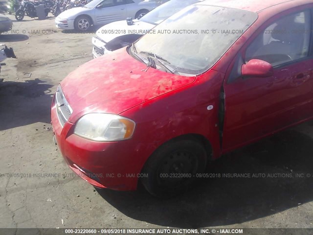 KL1TD56637B132234 - 2007 CHEVROLET AVEO LS RED photo 6