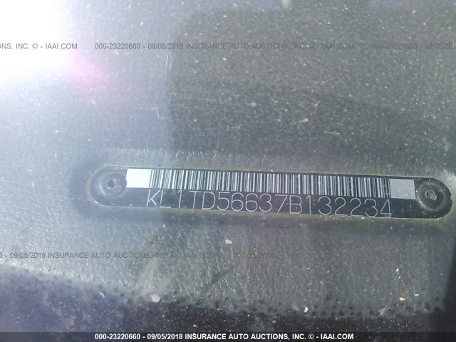 KL1TD56637B132234 - 2007 CHEVROLET AVEO LS RED photo 9