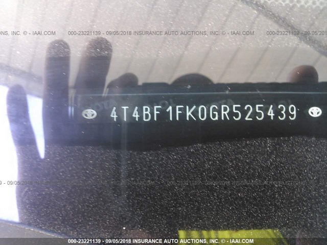 4T4BF1FK0GR525439 - 2016 TOYOTA CAMRY LE/XLE/SE/XSE 银色 照片 9