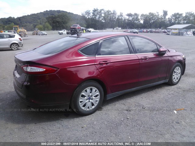 3FA6P0G71DR253252 - 2013 FORD FUSION S MAROON photo 4