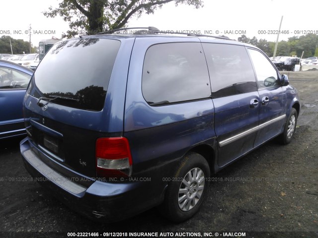 KNDUP131236461144 - 2003 KIA SEDONA EX/LX BLUE photo 4