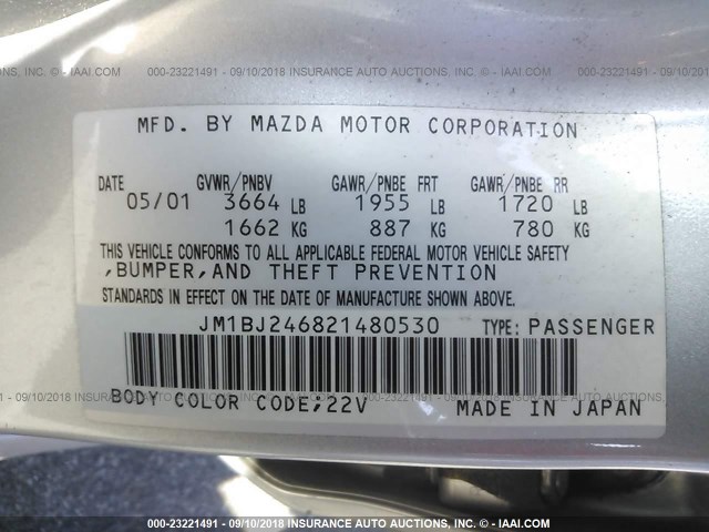 JM1BJ246821480530 - 2002 MAZDA PROTEGE PR5 银色 照片 9
