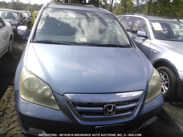 5FNRL38815B131456 - 2005 HONDA ODYSSEY TOURING BLUE photo 6