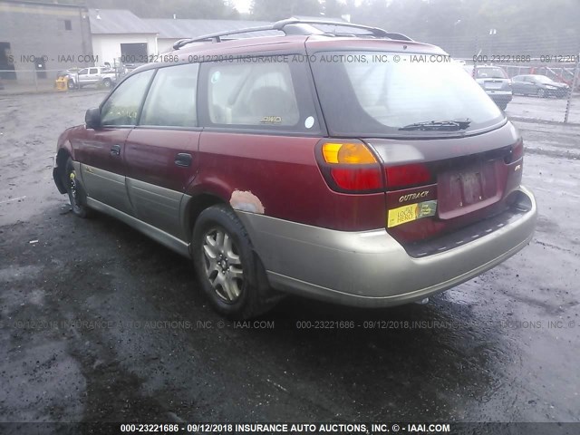 4S3BH665X27606228 - 2002 SUBARU LEGACY OUTBACK MAROON photo 3