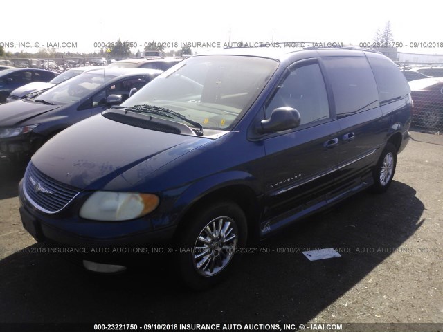 2C8GP64L01R297147 - 2001 CHRYSLER TOWN & COUNTRY LIMITED BLUE photo 2