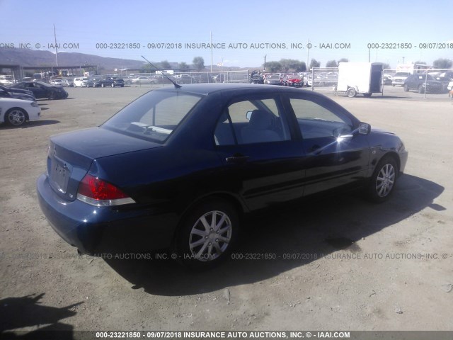 JA3AJ26E06U061946 - 2006 MITSUBISHI LANCER ES BLUE photo 4