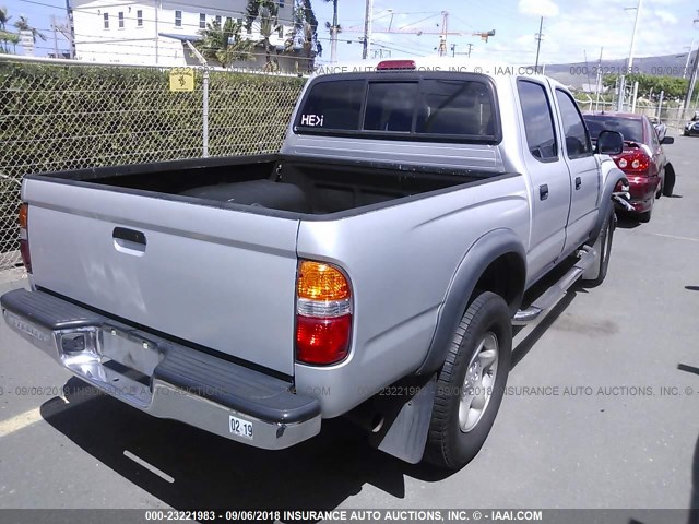 5TEGM92N32Z130194 - 2002 TOYOTA TACOMA DOUBLE CAB PRERUNNER SILVER photo 4