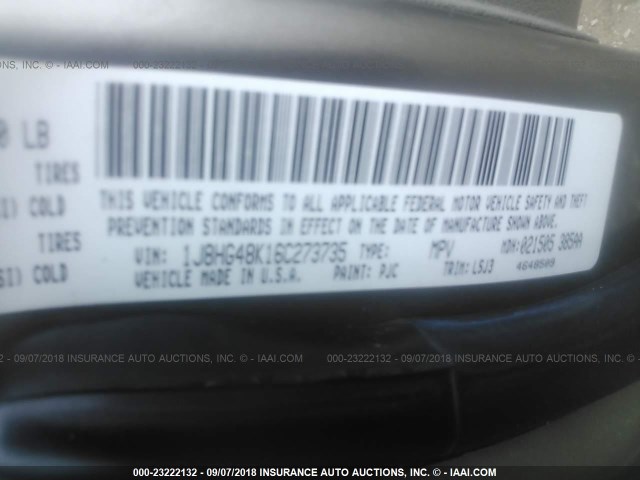 1J8HG48K16C273735 - 2006 JEEP COMMANDER Qızıl foto 9