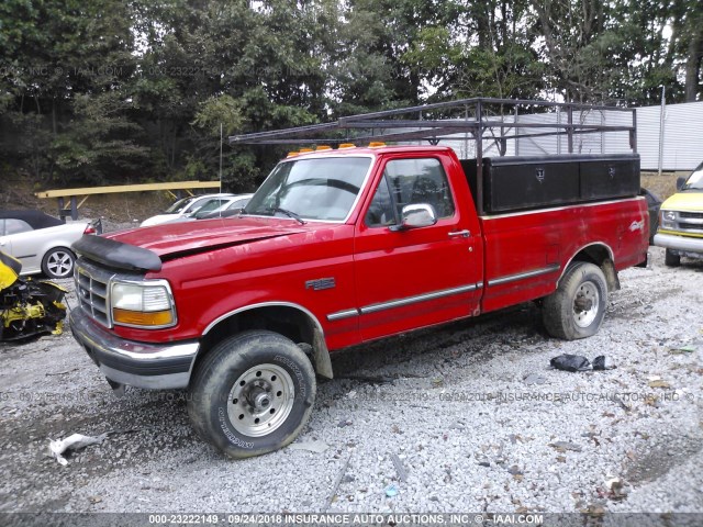 2FTHF36H6TCA04051 - 1996 FORD F350 RED photo 2