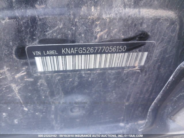 KNAFG526777056150 - 2007 KIA RONDO LX/EX BLACK photo 9